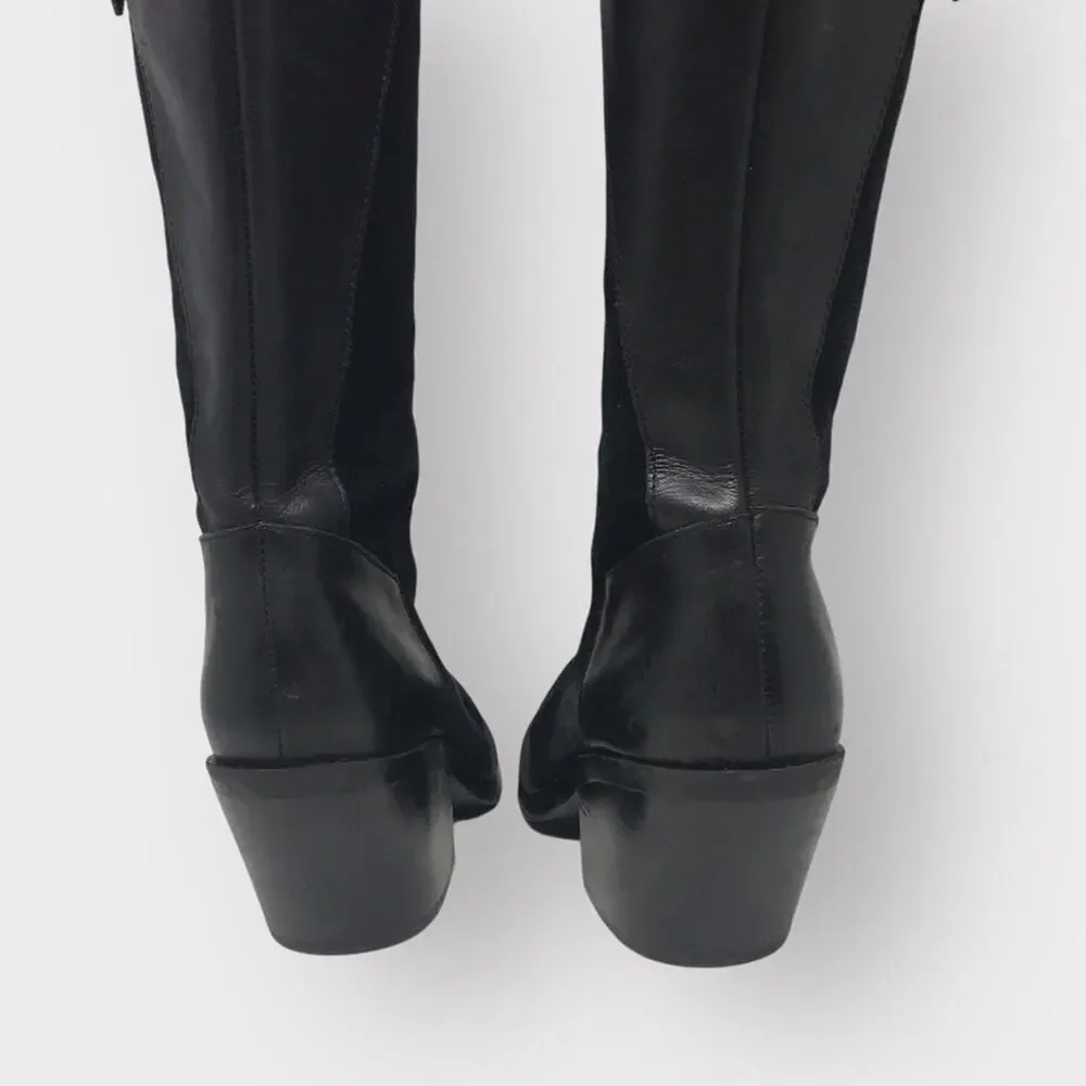 Naya Black Suede & Leather Boots Over the Knee Boots 7M